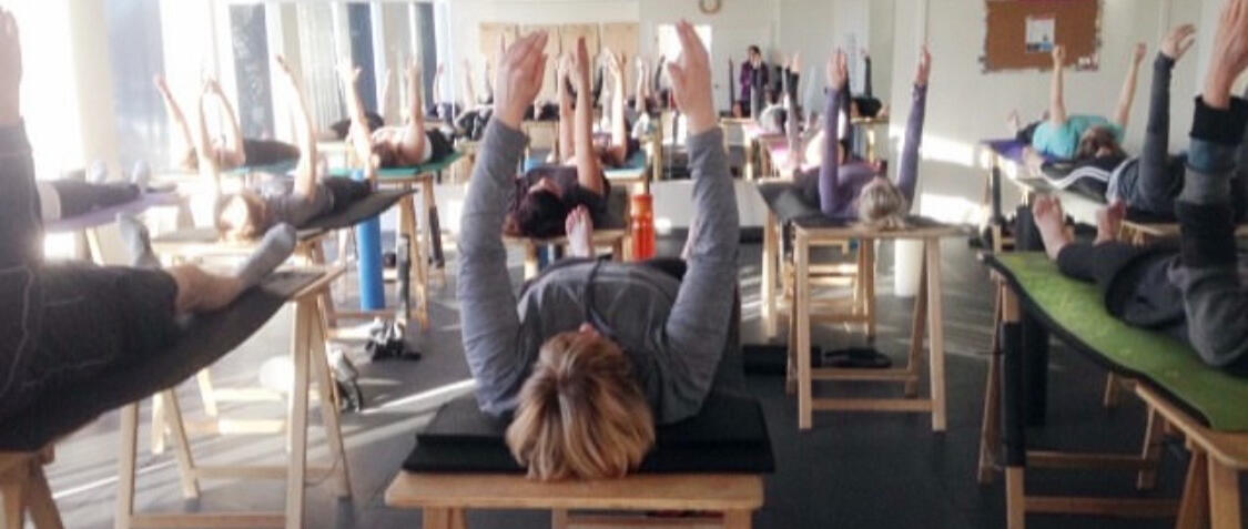 Christine De Bellefeuille teaching anti-gravity movement and restoration at Total Balance in Oakville in 2016